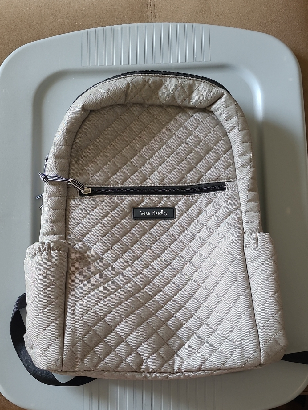 Vera Bradley Gray Quilted Backpack Bag OS - Picture 2 of 10